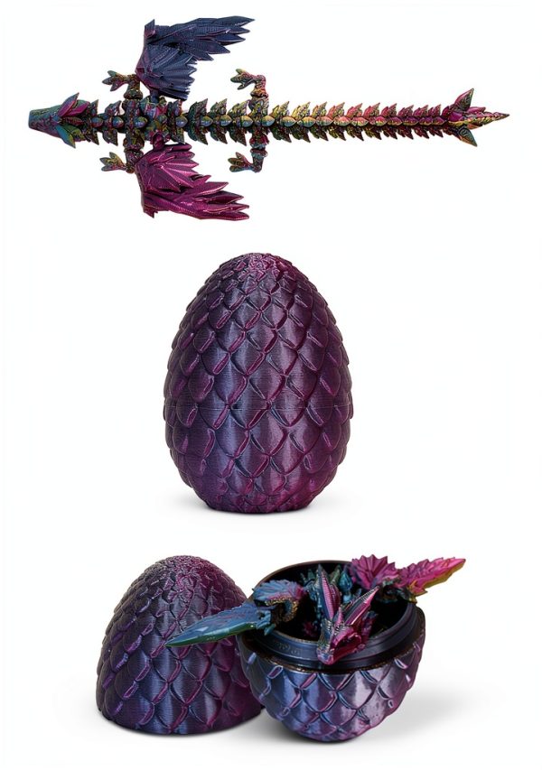 Cessfle 【2025 Updated 3D Printed Dragon Egg, Articulated Crystal 3D Printed Dragons with Wings, Cool Unique Birthday Gifts for Boys Kid Teen Adult, Dinosaur Eggs Fidget Toy-5