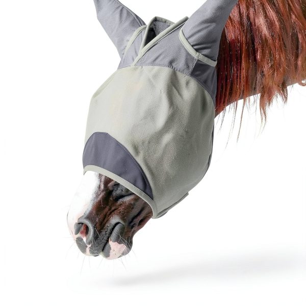 Horse Fly Mask, Super Comfort Fly Masks for Horses, Adjustable UV Protection Breathability Horses Fly Masks with Ears, Pony Mini Equine Fly Mask for Miniature Foal Draft Cob Srabian Full (Gray, L)-7