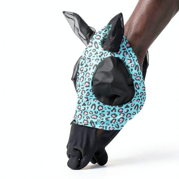 Jeffers Expression Lycra Horse Fly Mask – Full Size, Party Cheetah – Lightweight Stretch Horse Mask with Mesh Eyes & Ears, Breathable Lycra Mask for Horses, Equine Summer Apparel & Gear-3