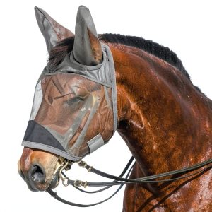 Horse Fly Mask, Super Comfort Fly Masks for Horses, Adjustable UV Protection Breathability Horses Fly Masks with Ears, Pony Mini Equine Fly Mask for Miniature Foal Draft Cob Srabian Full (Gray, L)-0