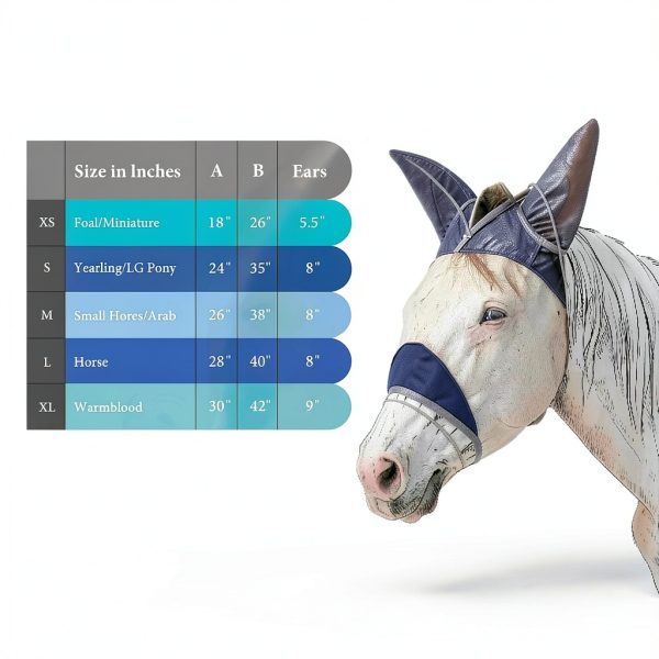 Horse Fly Mask, Super Comfort Fly Masks for Horses, Adjustable UV Protection Breathability Horses Fly Masks with Ears, Pony Mini Equine Fly Mask for Miniature Foal Draft Cob Srabian Full (Gray, L)-3