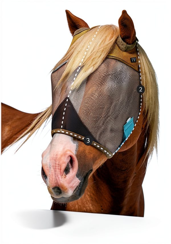 Fly Mask for Horses Sunny Zebra 70% UV Blocking Breathable Mesh Horse-5