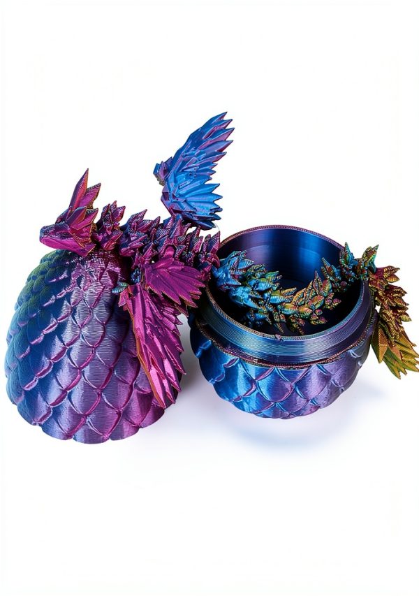 Cessfle 【2025 Updated 3D Printed Dragon Egg, Articulated Crystal 3D Printed Dragons with Wings, Cool Unique Birthday Gifts for Boys Kid Teen Adult, Dinosaur Eggs Fidget Toy-4