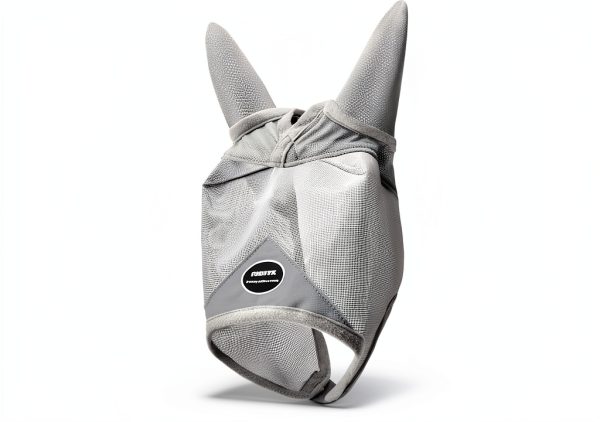 Horse Fly Mask, Adjustable Fly Masks for Horses with Ears, Breathable and 70% UV Protection, Comfort Mesh Without Nose Cover, Horses Accessories (Grey, Blue, Large)-1