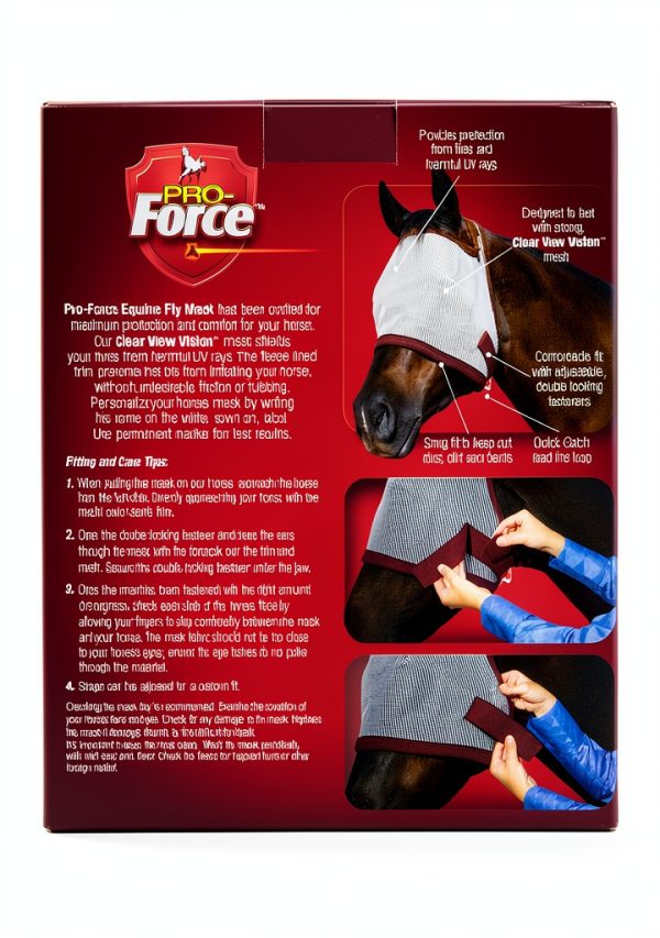 Equine Fly Mask Pro-Force UV Protection Adjustable Fit Without Ears-1