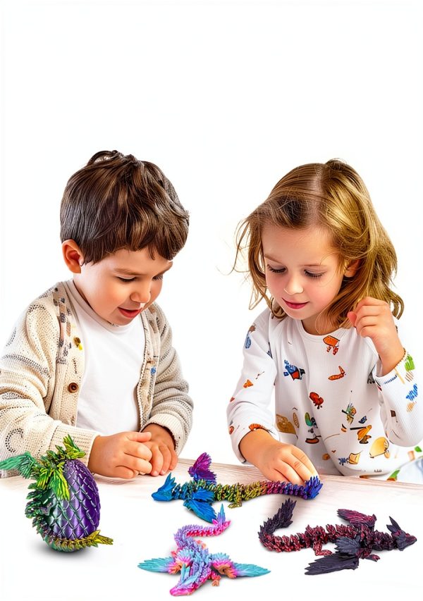 Cessfle 【2025 Updated 3D Printed Dragon Egg, Articulated Crystal 3D Printed Dragons with Wings, Cool Unique Birthday Gifts for Boys Kid Teen Adult, Dinosaur Eggs Fidget Toy-1