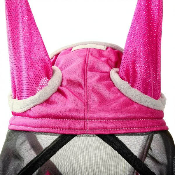 Fly Mask Harrison Howard Pro UV‑Proof Fleece Padding Flamingo Large-2