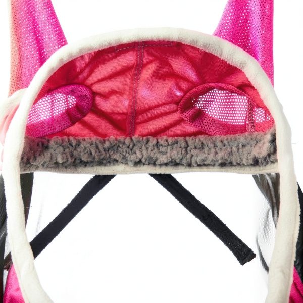 Fly Mask Harrison Howard Pro UV‑Proof Fleece Padding Flamingo Large-3
